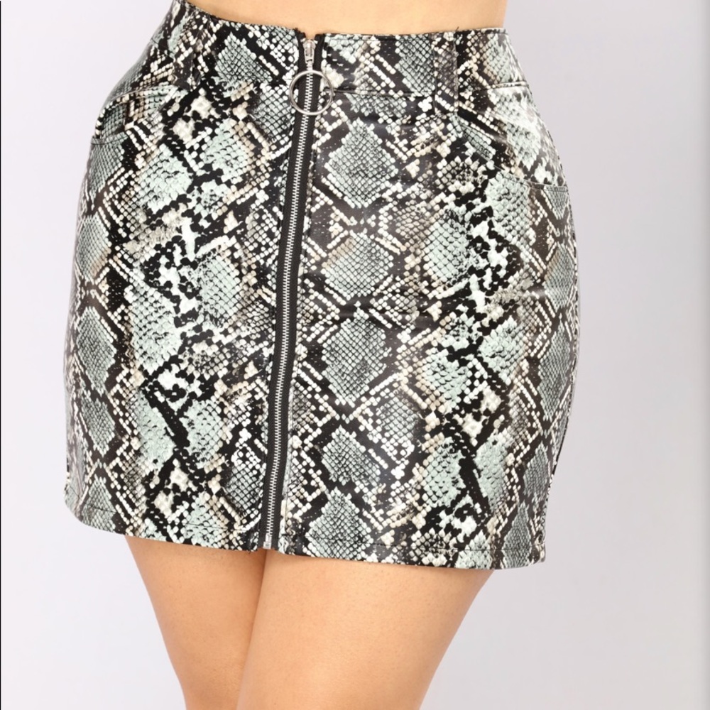 Green Reptile Pleather Skirt